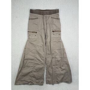 XCVI Flare Cargo Pants XS Y2K Khaki Stretch Baggy Wide Leg Coline Poplin Tan